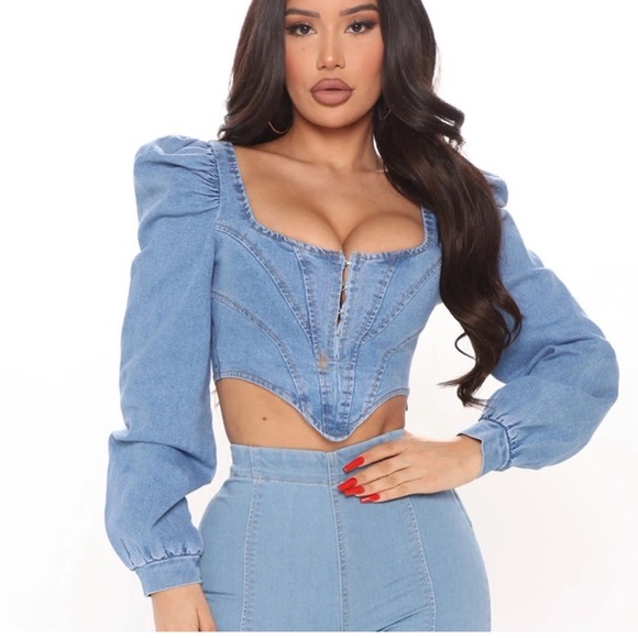 Jean corset crop top - Picture 3 of 4